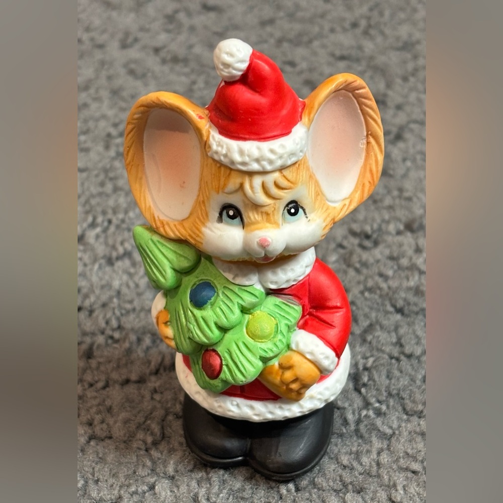 Vintage Bainns Christmas Santa Mouse Tree 4” Taiwan